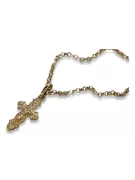 Krzyżyk Prawosławny z różowego złota 14k 585 z łańcuszkiem Ankrowy oc014r&cc003r