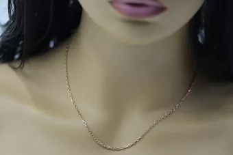 Raudono rožinio aukso grandinė 14k 585 Deimantinis ankras cc006r