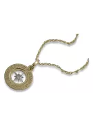 Golden Pendant Compass 14K 585 مع سلسلة CPN032YW و CC79Y