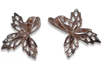 Vintage rose pink 14k 585 gold Leaf earrings cen006r