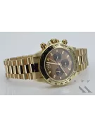 Złoty zegarek z bransoletą męski 14k Geneve mw014ydbr&mbw015y z brązową tarczą