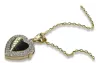 Italian 14k Gold modern heart pendant with Anchor chain cpc012y&cc006y
