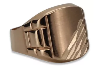 Rose pink 14k 585  gold Men's signet ring csn011r