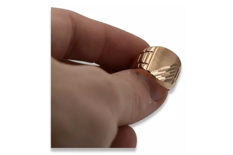 Руска роза Съветски 14k 585 злато Мъжки пръстен за печат csn011r