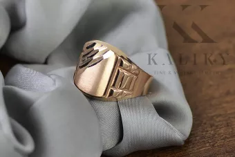 Anillo de hombre con sello de oro rosa soviético de rosa rusa