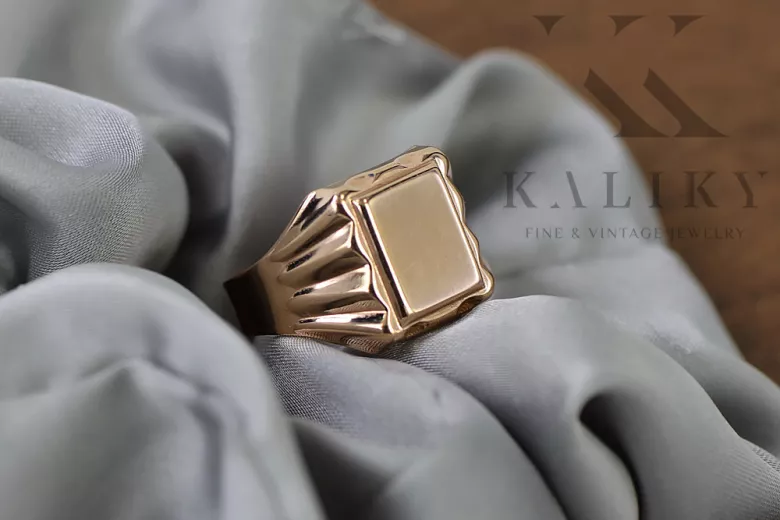 Мъжки пръстен с печат от 14k 585 злато от розово червено злато csn016r
