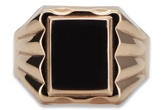 Rose pink 14k 585  gold Men's signet ring csn016r