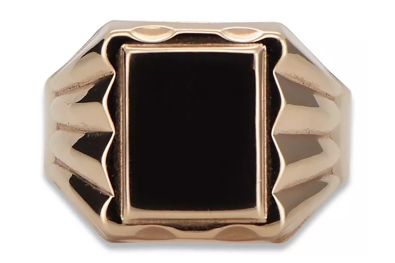 Мужское кольцо-печатка из розового золота 14 карат 585 пробы csn016r