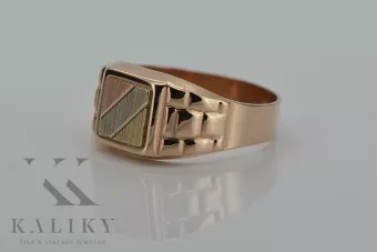 Anillo de sello para hombre en oro 585 de 14 quilates en oro rojo rosa csn001r