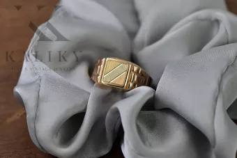 Vintage rose pink 14k 585  gold Men's signet ring csn001r