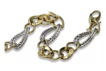 Bracelet fantaisie en or italien 14 carats jaune & blanc cb132yw