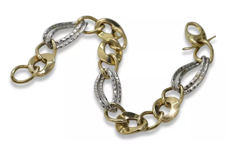 Bracelet fantaisie en or italien 14 carats jaune & blanc cb132yw