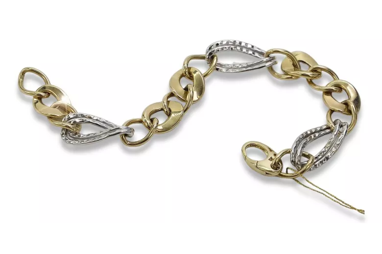 Bracelet fantaisie en or italien 14 carats jaune & blanc cb132yw