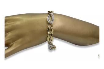 Galben & alb italian 14k aur fantezie brățară cb132yw