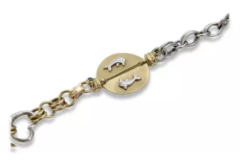 Жълто и бяло италианско 14k злато фантазия гривна cb135yw