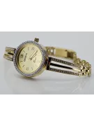 Złoty zegarek damski 14K Geneve, cyrkonia, włoski, 23mm | Zlotychlopak.pl