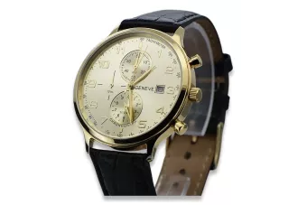 Žlutá 14k 585 Zlaté pánské hodinky Geneve MW005Y