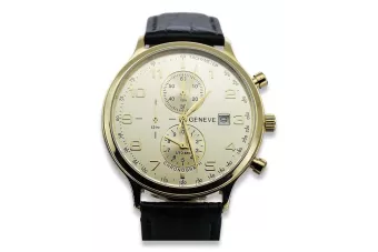 Žlutá 14k 585 Zlaté pánské hodinky Geneve MW005Y