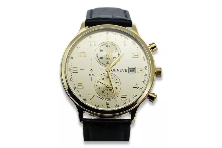 Жовтий 14k 585 золотий чоловічий годинник Geneve mw005y