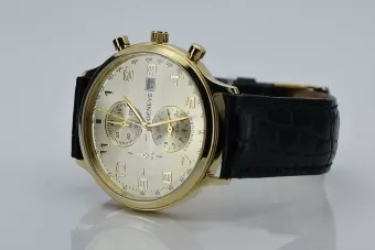 Žlutá 14k 585 Zlaté pánské hodinky Geneve MW005Y