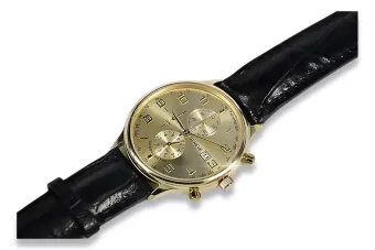 Žlutá 14k 585 Zlaté pánské hodinky Geneve MW005Y