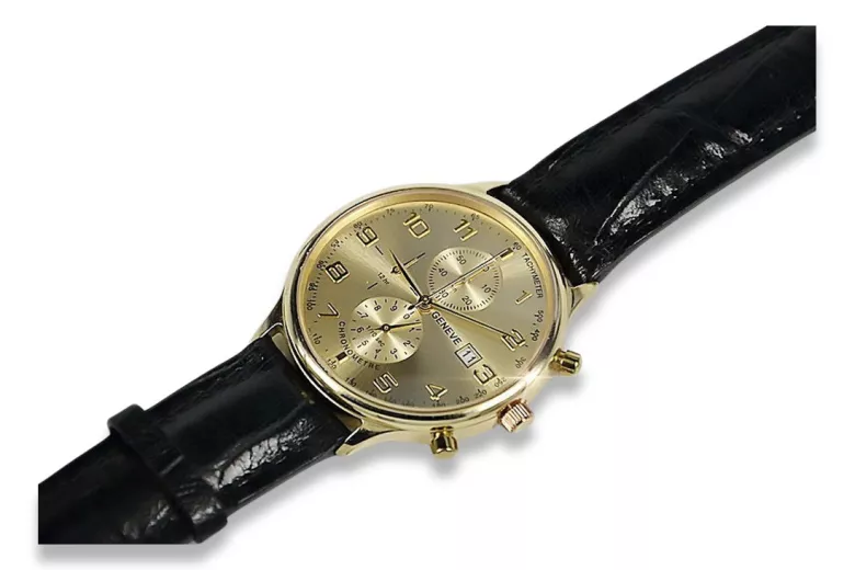 Жовтий 14k 585 золотий чоловічий годинник Geneve mw005y