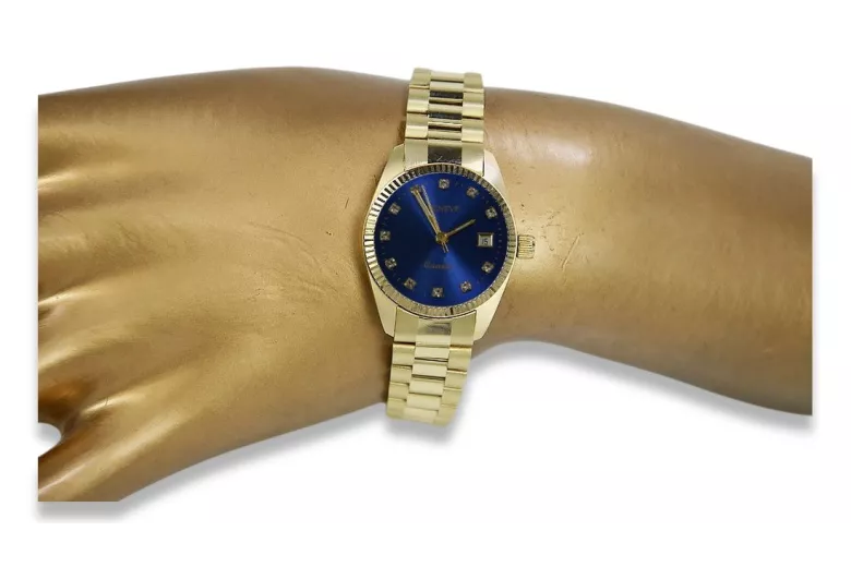 Gold men's watch Geneve ★ zlotychlopak.pl ★ Gold purity 585 333 Low Price!