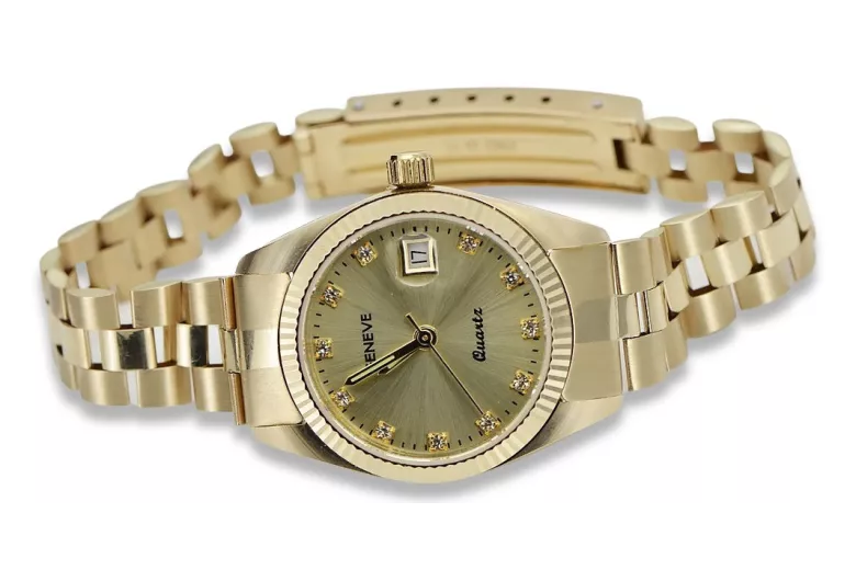 Gold men's watch Geneve ★ zlotychlopak.pl ★ Gold purity 585 333 Low Price!