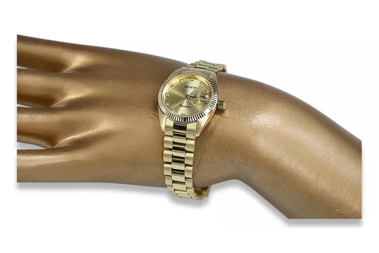 Gold men's watch Geneve ★ zlotychlopak.pl ★ Gold purity 585 333 Low Price!