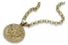 Złota zawieszka Meduza grecki wzór 14k 585 z łańcuszkiem cpn049y&cc003y