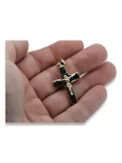 Złoty krzyż Katolicki 14k 585 zawieszka krzyżyk z Jezusem żółte białe złoto ctc097yw