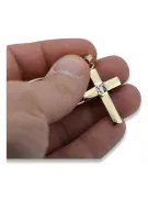 Złoty krzyż Katolicki 14k 585 zawieszka krzyżyk z Jezusem żółte białe złoto ctc098yw