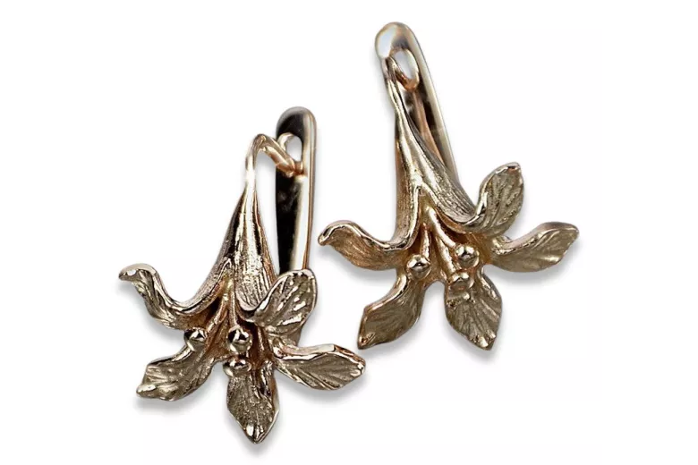 Vintage srebrne kolczyki pozłacane z różowego złota Kwiatek ven222rp
