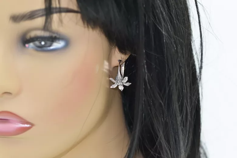 Boucles d'oreilles Vintage en argent 925 Fleur ven222s