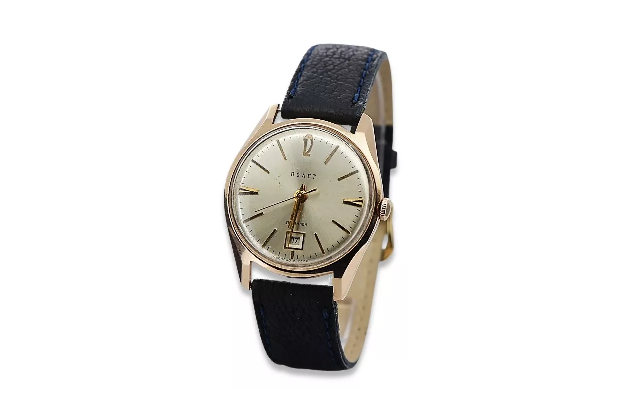 Vintage rose 14k 585 gold men's Poliot watch vw004