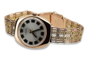 Złoty męski zegarek z różowego złota 14k 585 Raketa vw002&vbw002