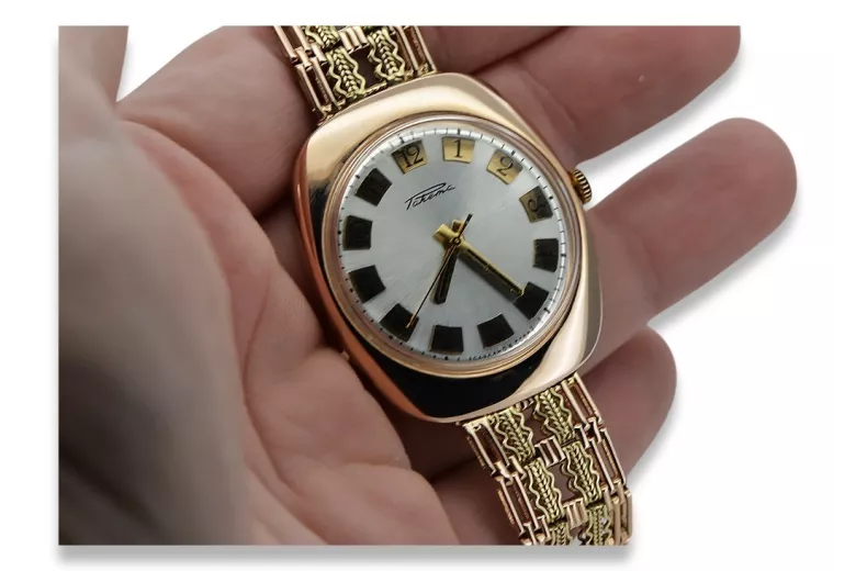 Руски съветски роза 14k 585 злато мъжки часовник Raketa vw002&vbw002