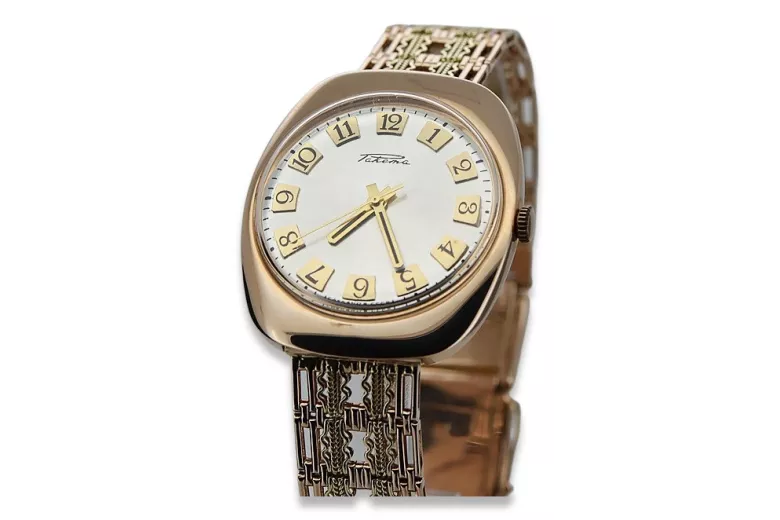 Złoty męski zegarek z różowego złota 14k 585 Raketa vw002&vbw002