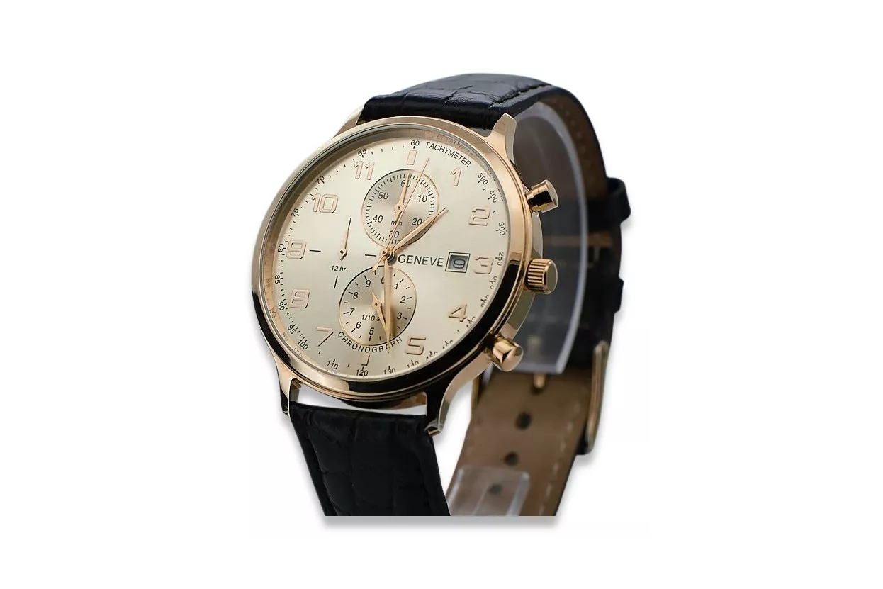 Zegarek męski z czerwonego różowego złota 14k 585 Geneve mw005r