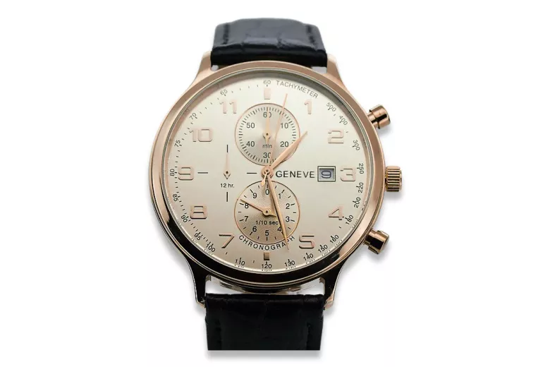 Russe soviétique rose 14k 585 or montre homme Genève mw005r