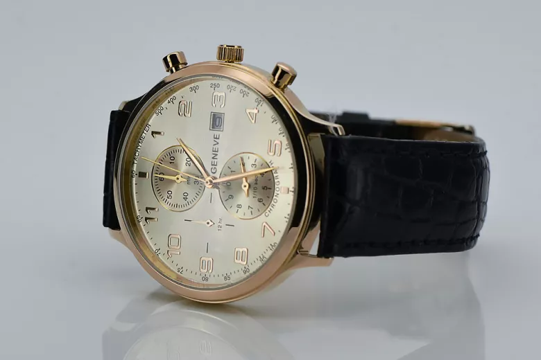 Vintage rose 14k 585 gold men's watch Geneve mw005r