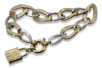 Bracelet en or 14k 585 avec pendentif cadenas cfb025yw&cpn057y