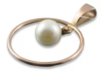 Ruso Soviet rosa 14k 585 perla de oro colgante vppr004