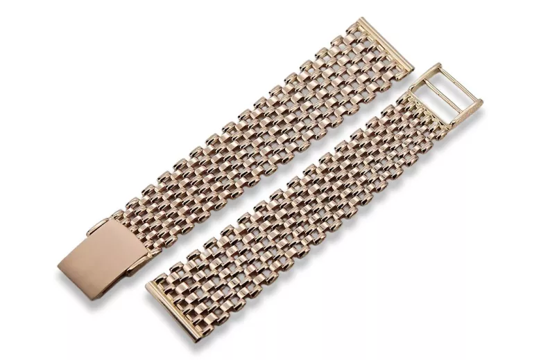 Pulsera de reloj de oro rosa rosa rusa de hombre 14k 585 mbw004r