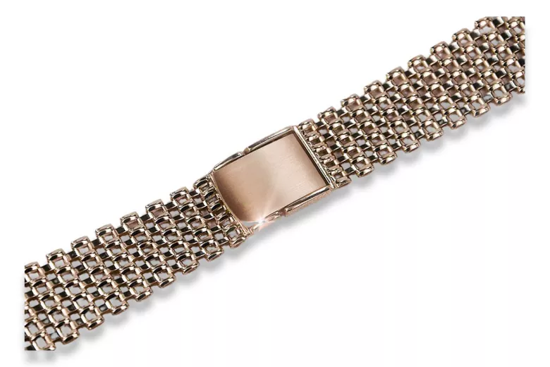 Pulsera de reloj de oro rosa rosa rusa de hombre 14k 585 mbw004r