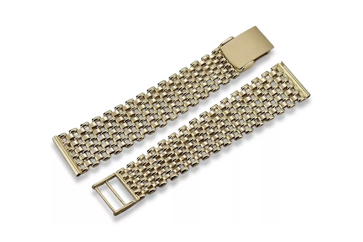 14K Gold Men's Watch Bracelet, 18mm Width, Italian