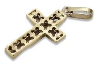 Italienisch gelb 14 Karat Gold Katholisches Jesuskreuz ctc095y