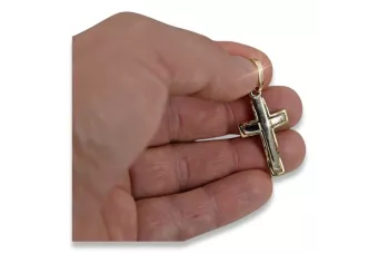 Auksinis kryžius Katalikų 14k 585 pakaba geltonas baltasis auksas ctc095yw