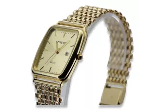Złoty zegarek męski 14K Geneve, mechanizm kwarcowy, 18mm | Zlotychlopak.pl