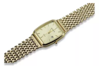 Złoty zegarek męski 14K Geneve, mechanizm kwarcowy, 18mm | Zlotychlopak.pl